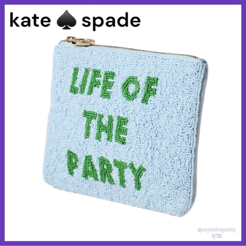 KATE SPADE NEW YORK X TARGET “LIFE OF THE PARTY” BLUE BEADED CLUTCH NWT - Picture 2 of 6